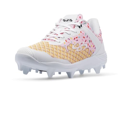 Boombah Viper Women's Molded Cleat - Ice Cream Pitching Toe Multi/Soft Pink/Gold/White - Size 8