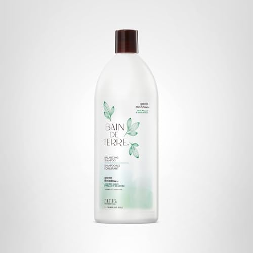 Bain de Terre Green Meadow Balancing Shampoo, Gentle Cleansing for Soft, Silky Hair with Argan & Monoi Oils, Paraben-free, Color-Safe, 33.8 Fl Oz