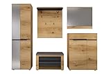 Fargo Garderoben-Kombination Set – bestehend aus Garderobenschrank mit Spiegeltür, Schuhschrank, Garderobenpaneel, Spiegel und Bank – FSC-Zertifiziert – Moderner Flurblock
