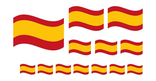 •Pegatinas Stickers Bandera España Pack 12 Unidades de Adhesivos para Coche Moto Scooter Quad ATV Biclicleta Cascos