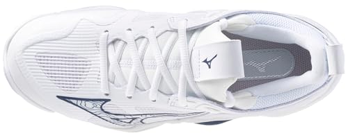 ميزونو حذاء كرة الطائرة ويف مومنتوم 3 للنساء، ابيض-كحلي، 9.5