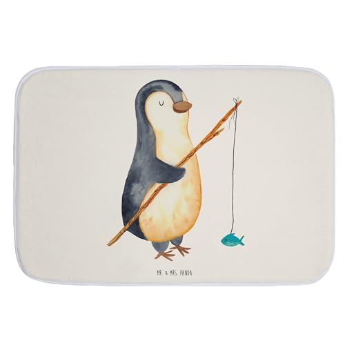 Mr. & Mrs. Panda Badvorleger Pinguin Angler - Geschenk, Badezimmermatte, Badematte, Urlaub,...
