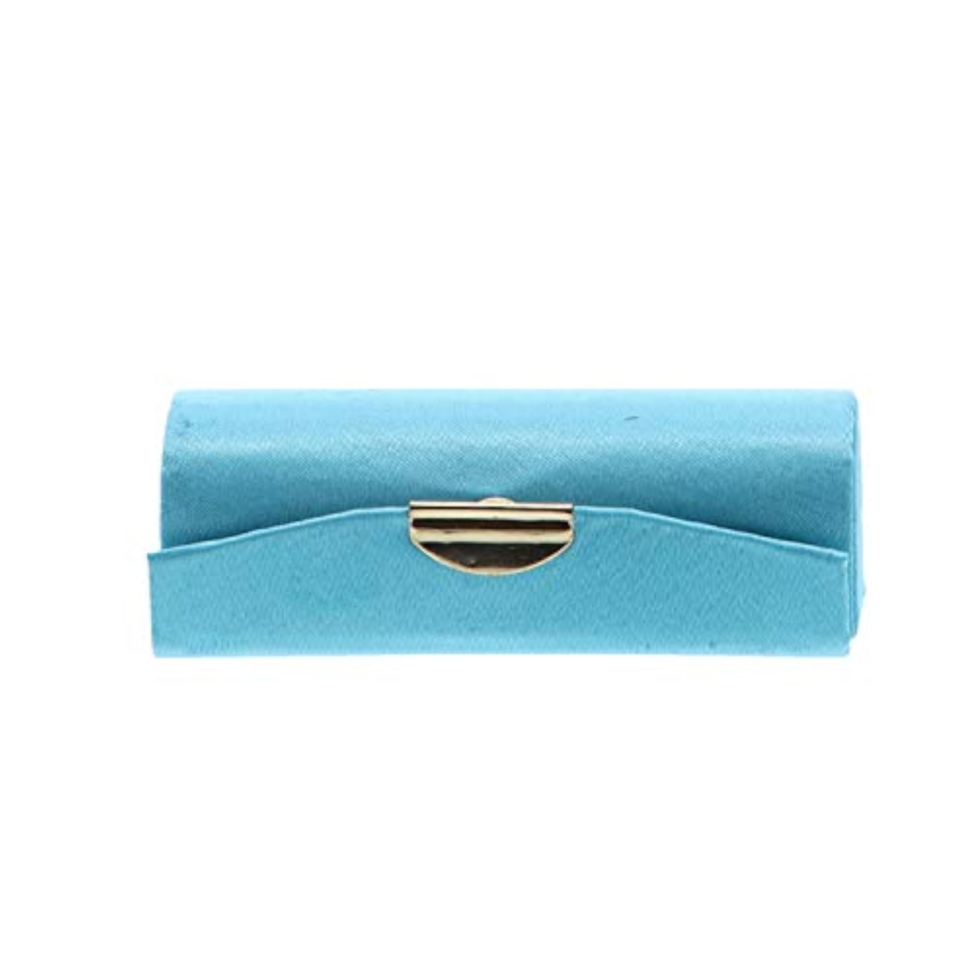 Set of 6 Turquoise Solid Satin Lipstick Cases with Mirror
