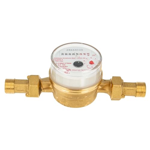 Einstrahlzähler ETK Kombi-Set (Warmwasser) bis 90 Grad Länge 110 mm, inkl. Verschraubung 3/4 Zoll x 1/2 Zoll AG