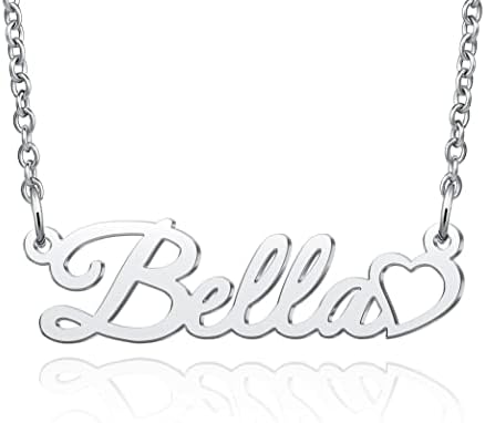 LuxglitterLin Heart Name Necklace Personalized Initial Custom Made Stainless Steel Jewelry for Women