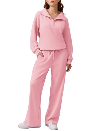 Image of PINSPARK 2 Piece Sets for Women 2026 Fall Outfits Sweatsuit Oversized Sweatshirt Wide Leg Sweatpants Matching Set Tracksuit