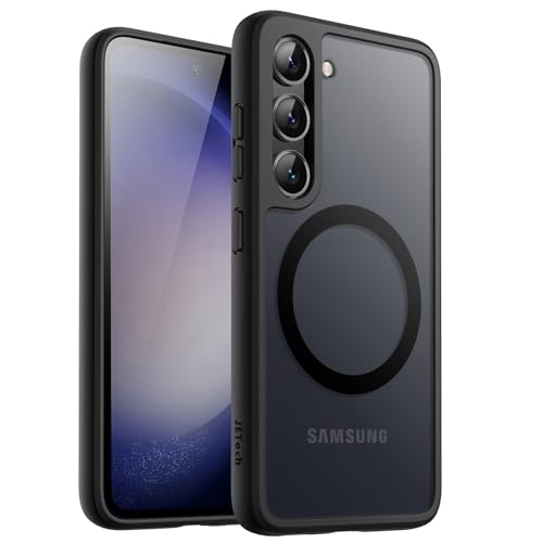 JETech Magnetic Case for Samsung Galaxy S23 5G 6.1-Inch, Compatible with MagSafe, Translucent Matte Back Shockproof Phone Cover (Black)