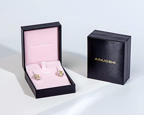 Dangle Earrings For Women Sterling Silver Earring Oval Yellow Cubic Zirconia Diamond Drop Anniversary Birthday Christmas Gifts For Her Hypoallergenic #TOP5