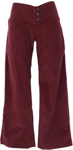 GURU SHOP Cordhose mit Leicht Ausgestelltem Bein - Weinrot, Damen,...