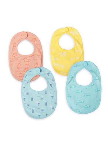 Image of Kidbea Organic Cotton Baby Bib, Adjustable Snap Closure Soft Absorbent Feeding Bibs Apron for Newborns & Infants Child With Cute Prints | Reusable Baby Essential