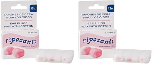 Tapones de cera para oídos, tapones auditivos Riposanti. Estuche 12u (Paquete de 2)