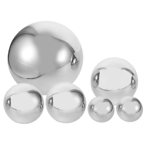 FUNOMOCYA 6pcs Polished Stainless Steel Gazing Ball Reflective Hollow Floating Spheres for Garden Indoor Decoration Weather Resistant Accents
