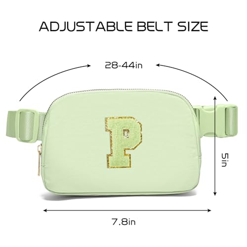 Image of Gitus Gifts for 8 9 10 11 12 Year Old Girls Belt Bag Fanny Pack Crossbody Bags with Initial Letter Patch Cute Stuff Birthday Gifts for Teen Girls Women Personalized Trend Stuff (Light Green-P)