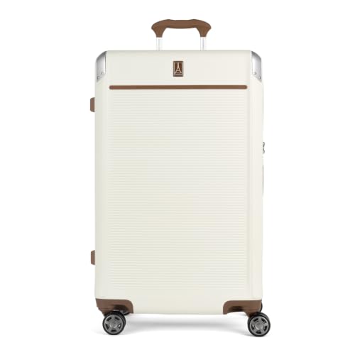 Image of Travelpro Platinum Elite Hardside Expandable Checked Luggage, 8 Wheel Spinner, TSA Lock, Hard Shell Polycarbonate Suitcase, Cream White, Checked Large 28-Inch