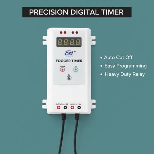 Image of CSI INTERNATIONAL Digital Cyclic Timer for Fogger, Hydroponics, Auto Cut Off Irrigation Pump, Mist Cooling, Water Motor, Up to 1Hp /15A, ON /Off in Seconds /Minutes for Agriculture & Industrial Use