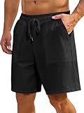 LIFROWI Mens Shorts Casual - Cotton Drawstring Summer Beach Vacation Stretch Twill Chino Golf Shorts for Hiking(XL,4-Black)
