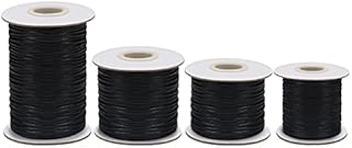 Handi Stich 55 yards Black Waxed Jewellery Making Cord (4 Sizes) - 0.5/1/1.5/2mm Thick - Each Spool is 50m - Beading Thread for Necklaces & Bracelets - Wax Coated String for Arts, Crafts and Sewing