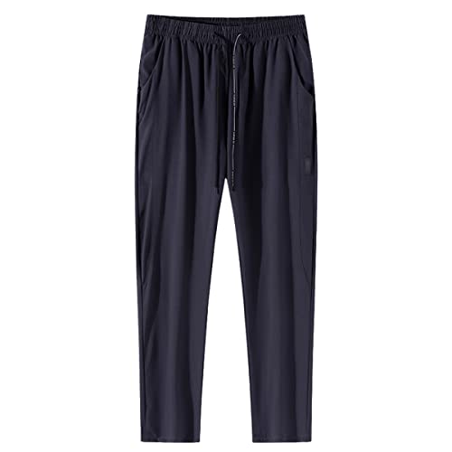 Pantalon de jogging pour homme Roquorl soie glacée léger vêtement gris