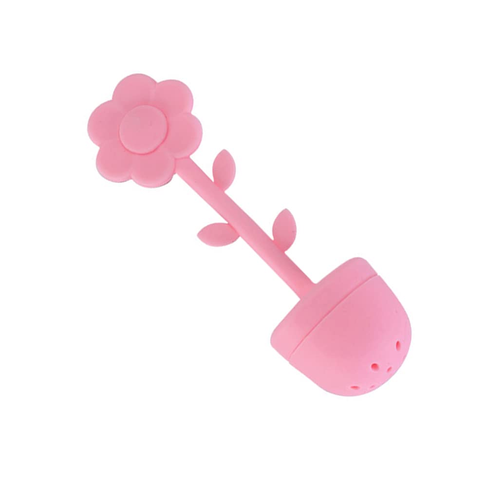 SagaSave Tea Infuser Flower Silicon Tea Infuser Strainer for Loose Leaf Grain Tea Cups, Mugs, and Pots(1PCS Pink)