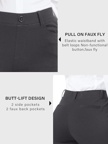 Image of Stelle Women 28 inch /30 inch / 32 inch Bootcut Dress Pants Business Casual Work Pants with Pockets Pull On Regular Slacks for Office