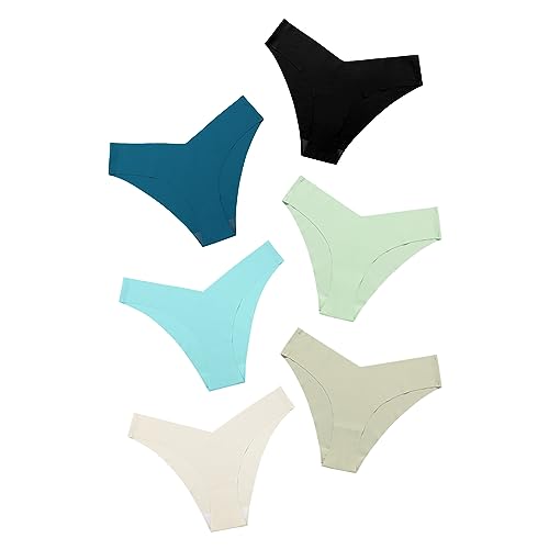 Image of DEANGELMON Women Seamless Bikini Cheeky Underwear Invisible No Show Panties V-Waist Hipster Ladies Soft Stretch Multi Pack