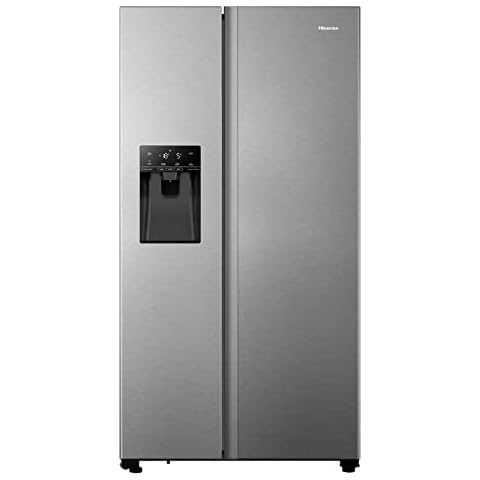 Hisense RS694N4TIE Side-by-Side Kühl-Gefrierkombination/ NoFrostPlus/ Inverter-Kompressor/ Eis-Wasser Spender/ HolidayMode/ 178,6 cm/ Kühlteil 371 l/ Gefrierteil 191 l/ 42 dB/ 323 kWh/ Jahr/ Inox-Look Cover