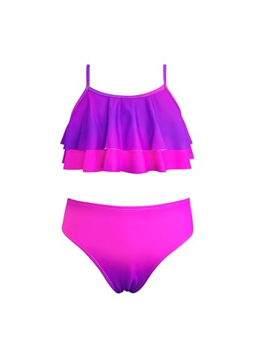 Image of SHEKINI Girls Floral Print Bathing Suits Ruffle Flounce Two Piece Swimsuits