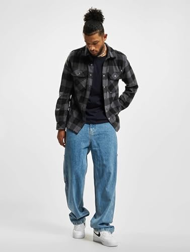Brandit Jeff Fleece Shirt Long Sleeve, Farbe: Black/Grey, Größe: L