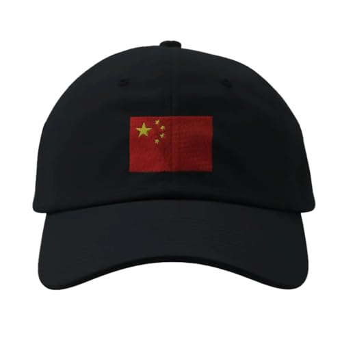 Casquette drapeau de la Chine noir casquette coton réglable brodée
