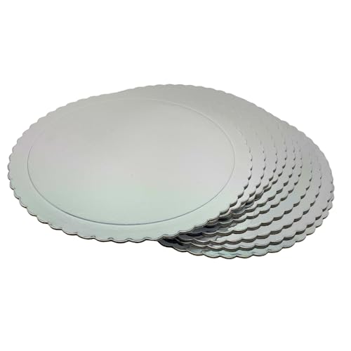Decoraciondulce 10 x Discos/Bases Extrafuertes de 30cm X 3 Mm. Altura para Pasteles (Plata)