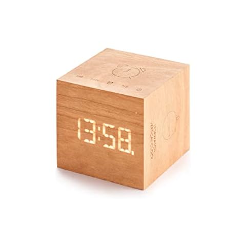 Gingko Design Gingko Cube Plus Clock, Timer, Stopwatch, Vertical clock, touch control and sound activated multifunction alarm clock, USB-C charging, 3 alarm sound (Cherry) Cover