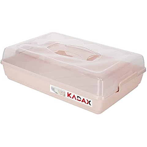 KADAX Kuchenbox mit Deckel, 44 x 30 x 12,5 cm, Kuchenbehälter aus Kunststoff Cover