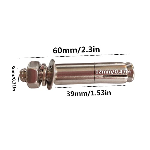 Image of Stainless Steel Expansion Bolts M8x60mm External Hex Expansion Bolt (5 Pack)