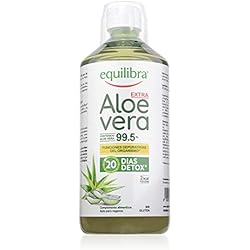 Procesador Para Jugos Naturales Equilibra Suplementos Dietéticos, Aloe Vera Extra 99,5%, Suplemento de Aloe Vera para Beber Puro o Diluido, Sin Aloína, Detox, Pulpa Pura, Sin Agua Añadida, Producto Vegano, Sin Gluten, 1 Litro