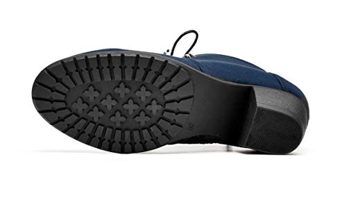 VJH confort Women's Ankle Boots,Lace-up Round Toe Comfortable Low Heel Dress Booties with Side Zipper4