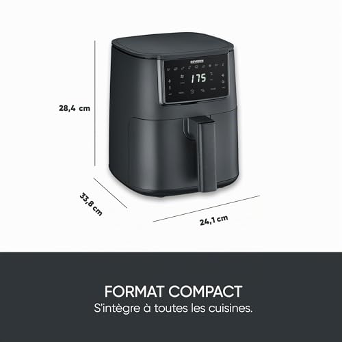 SEVERIN Friteuse à air chaud, Air fryer 8 programmes, Friteuse sans huile avec technologie à air chaud et panier de 4 L sans PFAS, Multicuiseur à écran tactile, Noir, FR 2461