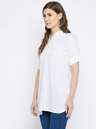Image of Comfort Short Kurti for Women | Short Tunics Tops | Regular Rayon Short Kurti | Stylish Short Sleeve Kurti for Girls & Ladies