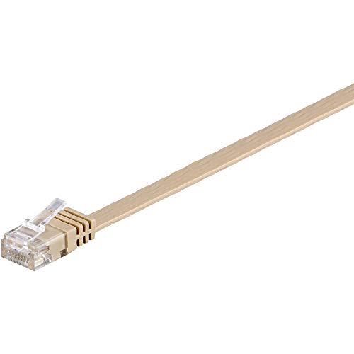 Goobay 95883 CAT 6 Câble de Liaison Plat, U/UTP, Marron Clair, 15 m Longueur