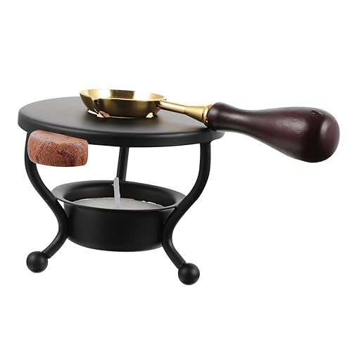 HAPINARY 12 Piezas horno de cera sobre horno calentador de sello de cera lacre rojo sellos lacre sello lacre kit de fusión de sellado de cera Cuchara calentadora con sello de cera Madera