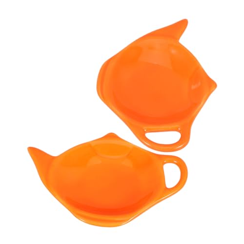 DECHOUS 2Pcs Ceramic Teapot Shaped Teabag Holder Dish Afternoon Tea Coaster Decorative Teabag Tray for Home Restaurant and Tea Room Use Easy to Clean and Stable Design