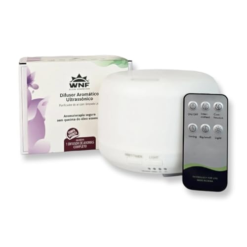 Difusor Ultrassônico 300 ml com LED 7 Cores, Timer e Controle Remoto – Aromaterapia Silenciosa