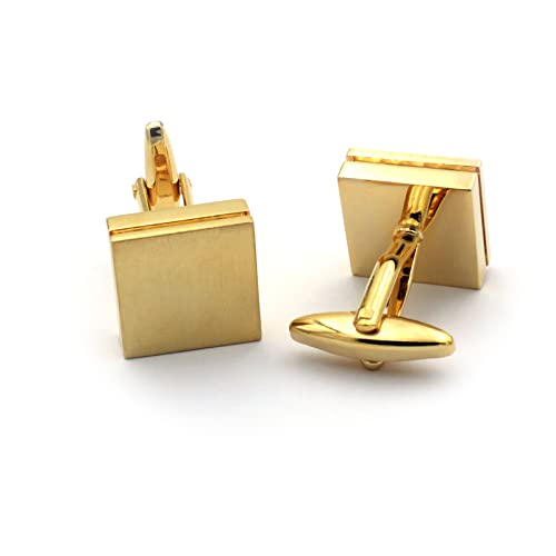 Brushed Square Gold Cufflinks #TOP1