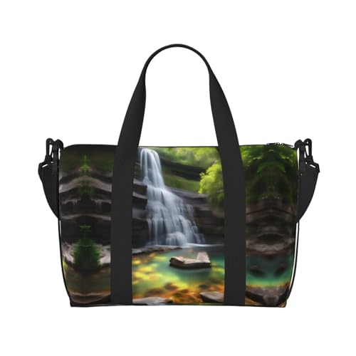 Waterfall Views printing Hand Travel Bag Personal item bag women's handbag, travel large shoulder bag with zipper.2