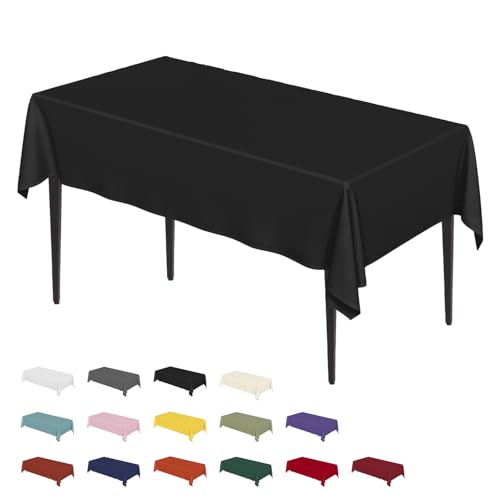 Artoid Mode - Nappe en aspect lin avec protection anti-taches - Noir - 85x85 cm - Nappe en lin lavable - Pour la cuisine, le jardin, les vacances, les fêtes...