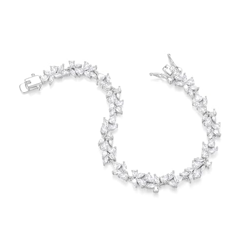 Parure forme fleur pour épouse collier et bracelet brillants - 7