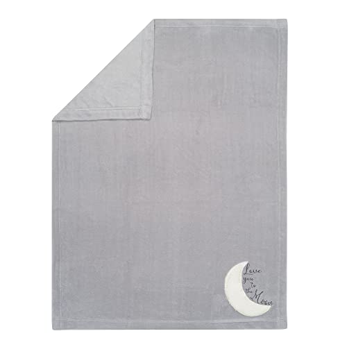 Image of Lambs & Ivy Goodnight Moon Gray Appliqued and Embroidered Fleece Baby Blanket
