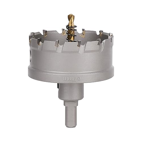 Vearter TCT Hole Saw, 71mm Carbide Bit with Pilot Drill, Cutter for Hard Metal, Stainless Steel, Mild Steel, Aluminium Alloy, Copper, Iron, Plastic and Fiberglass