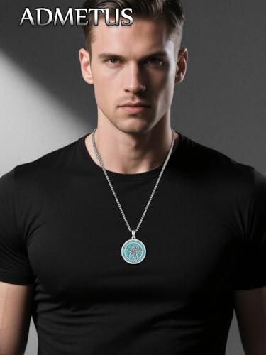 ADMETUS 925 Sterling Silver Tetragrammaton Amulet Necklace Pentagram Pentacle Pendant Protection Jewelry Gifts for Men with 2.5mm 22"+2" Round Box Chain3