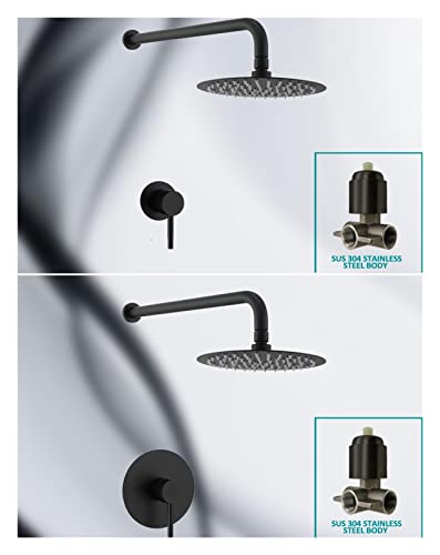 Ensemble de douche en acier inoxydable doré avec douche carrée 10 pouces et bras mural - 4