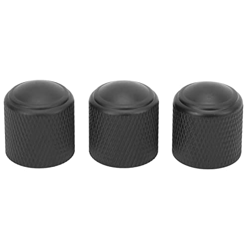 Electric Guitar Volume Tone Control Knobs, 3Pcs Close Fit Metal Dome Knob Aluminum Alloy for Musical Instrument (black)